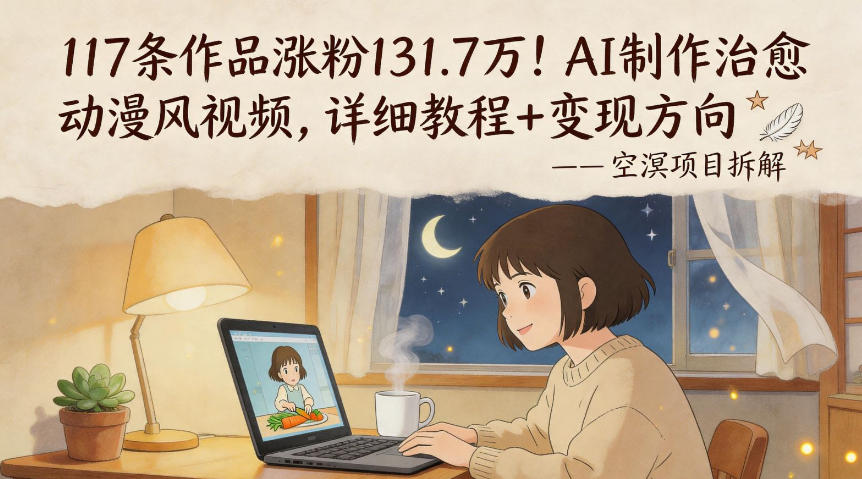 117条作品涨粉131.7W！AI制作治愈动漫风视频，详细教程+变现方向-知行阁轻创网-分享网络赚钱项目-全网首发副业项目实操平台-副业创业项目网