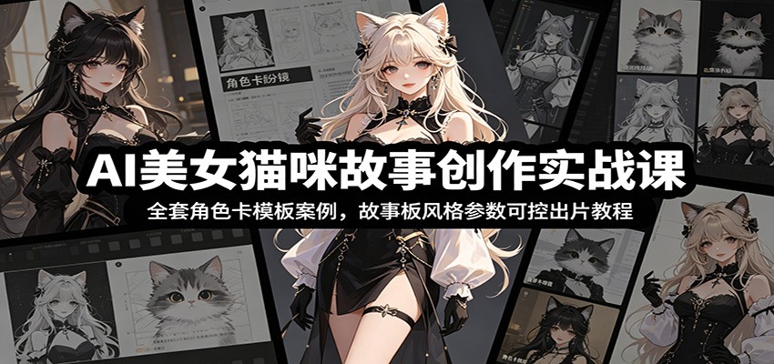 AI美女猫咪故事创作实战课：全套角色卡模板案例，故事板风格参数可控出片教程-知行阁轻创网-分享网络赚钱项目-全网首发副业项目实操平台-副业创业项目网