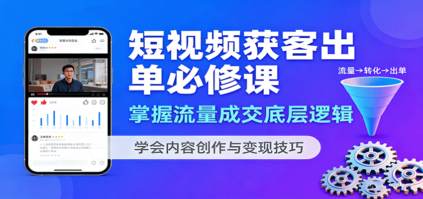 短视频获客出单必修课：掌握流量成交底层逻辑，学会内容创作与变现技巧-知行阁轻创网-分享网络赚钱项目-全网首发副业项目实操平台-副业创业项目网