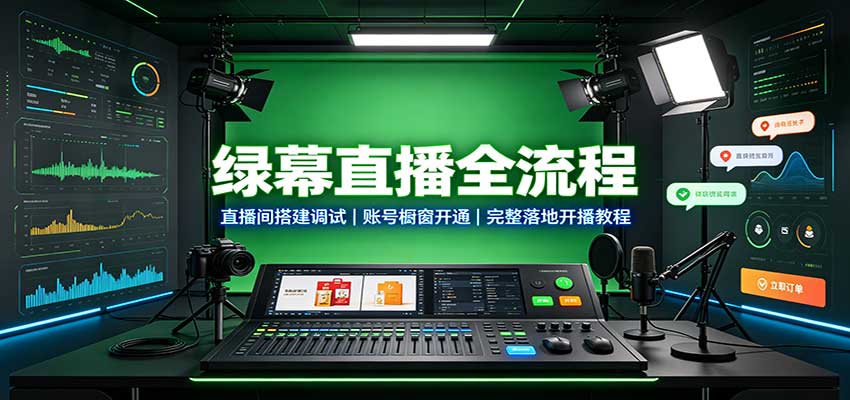 绿幕直播全流程：直播间搭建调试，账号橱窗开通，完整落地开播教程-知行阁轻创网-分享网络赚钱项目-全网首发副业项目实操平台-副业创业项目网