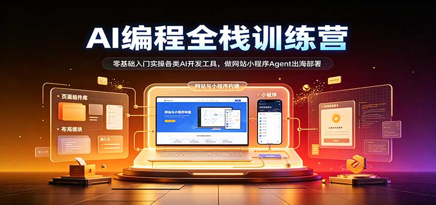 AI编程全栈训练营：：零基础入门实操各类AI开发工具，做网站小程序Agent出海部署-知行阁轻创网-分享网络赚钱项目-全网首发副业项目实操平台-副业创业项目网
