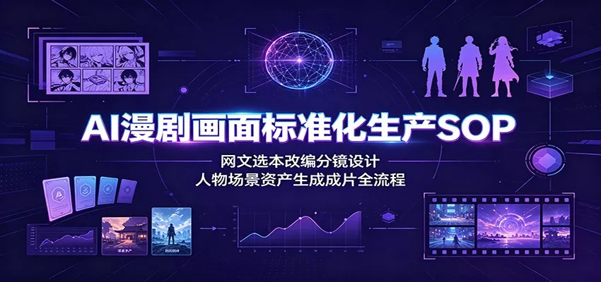 AI漫剧画面标准化生产SOP：网文选本改编分镜设计，人物场景资产生成成片全流程-知行阁轻创网-分享网络赚钱项目-全网首发副业项目实操平台-副业创业项目网