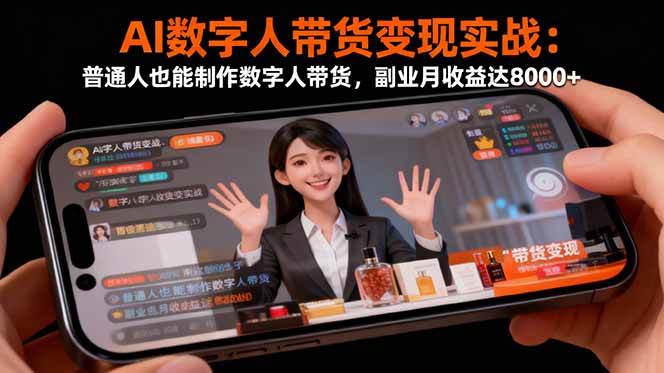 （16377期）AI数字人带货变现实战：普通人也能制作数字人带货，副业月收益达8000+-知行阁轻创网-分享网络赚钱项目-全网首发副业项目实操平台-副业创业项目网
