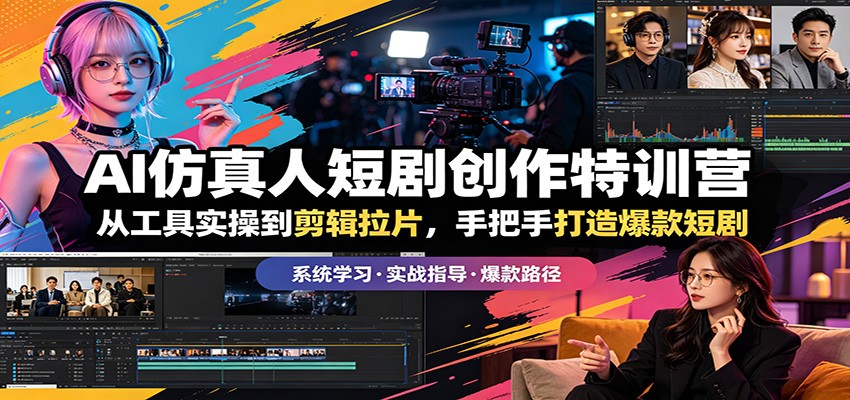 AI仿真人短剧创作特训营：从工具实操到剪辑拉片，手把手打造爆款短剧-知行阁轻创网-分享网络赚钱项目-全网首发副业项目实操平台-副业创业项目网