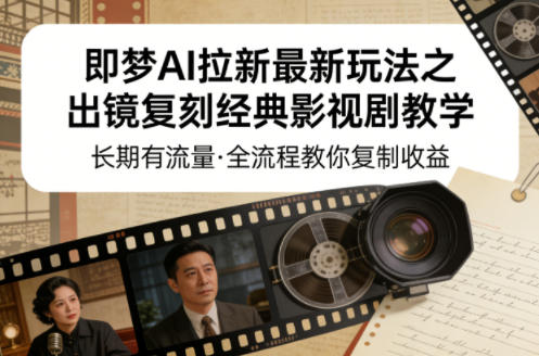 即梦AI拉新最新玩法之出镜复刻经典影视剧教学,长期有流量,全流程教你复制收益-知行阁轻创网-分享网络赚钱项目-全网首发副业项目实操平台-副业创业项目网