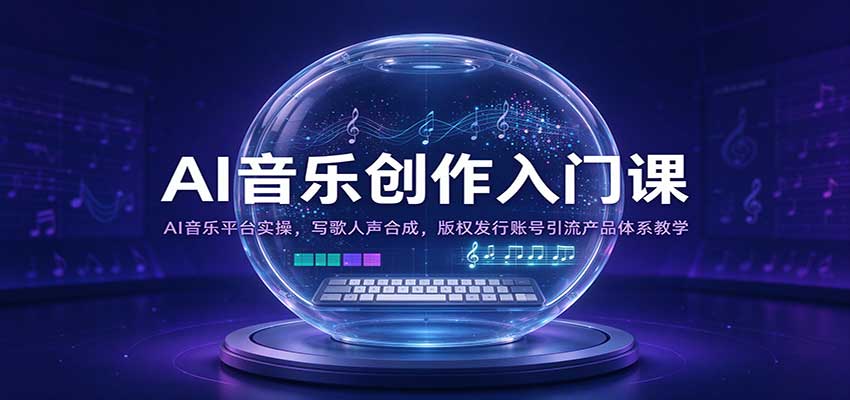 AI音乐创作入门课：AI音乐平台实操，写歌人声合成，版权发行账号引流产品体系教学-知行阁轻创网-分享网络赚钱项目-全网首发副业项目实操平台-副业创业项目网