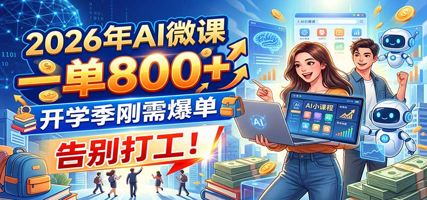 2026年AI微课，一单800+，开学季刚需爆单，告别打工！-知行阁轻创网-分享网络赚钱项目-全网首发副业项目实操平台-副业创业项目网