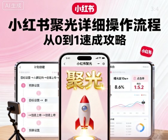 小红书聚光详细操作流程，小红书聚光从0到1速成攻略-知行阁轻创网-分享网络赚钱项目-全网首发副业项目实操平台-副业创业项目网