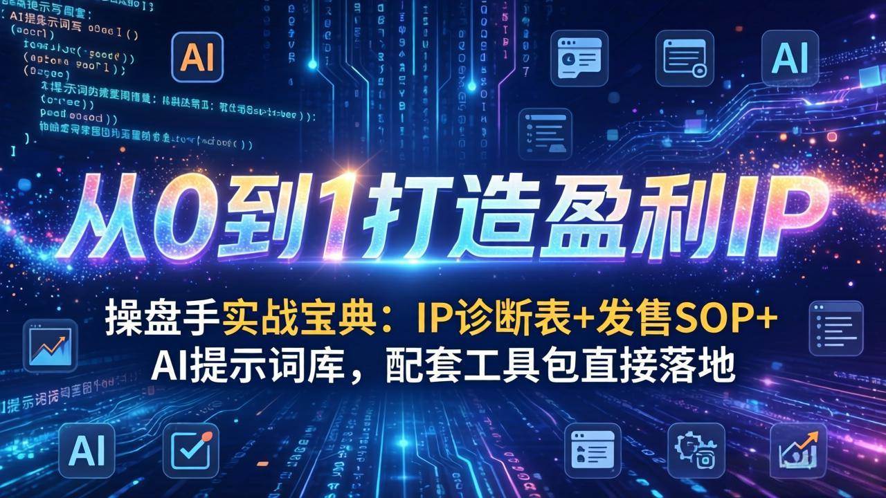 （17593期）操盘手实战宝典：IP诊断表+发售SOP+AI提示词库，配套工具包直接落地，从0到1打造盈利IP-知行阁轻创网-分享网络赚钱项目-全网首发副业项目实操平台-副业创业项目网