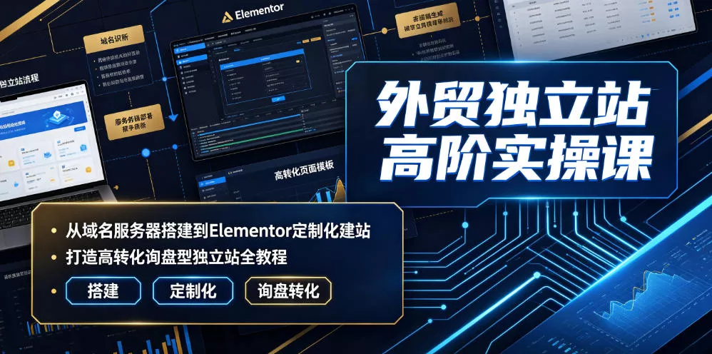 外贸独立站高阶实操课｜从域名服务器搭建到Elementor定制化建站，打造高转化询盘型独立站全教程-知行阁轻创网-分享网络赚钱项目-全网首发副业项目实操平台-副业创业项目网