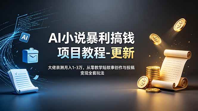 （19030期）AI小说暴利搞钱项目教程-更新，大佬亲测月入1-3万，从零教学短故事创作与投稿变现全套玩法-知行阁轻创网-分享网络赚钱项目-全网首发副业项目实操平台-副业创业项目网