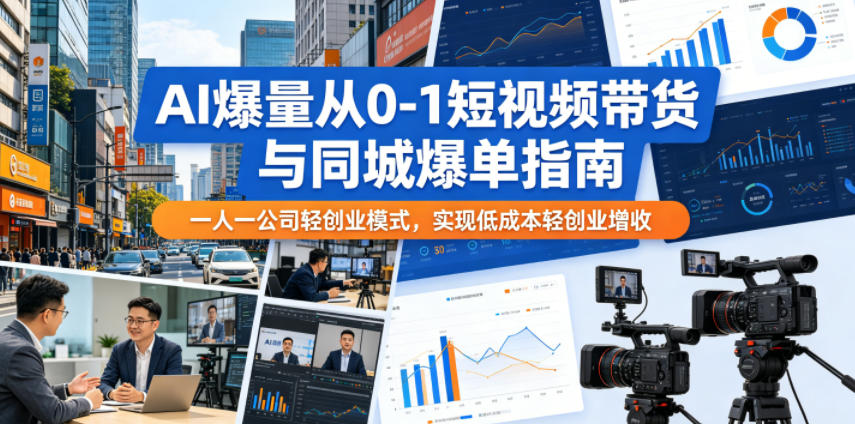 AI爆量从0-1短视频带货与同城爆单指南，一人一公司轻创业模式，实现低成本轻创业增收-知行阁轻创网-分享网络赚钱项目-全网首发副业项目实操平台-副业创业项目网