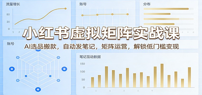 小红书虚拟矩阵实战课：AI选品搬款，自动发笔记，矩阵运营，解锁低门槛变现-知行阁轻创网-分享网络赚钱项目-全网首发副业项目实操平台-副业创业项目网