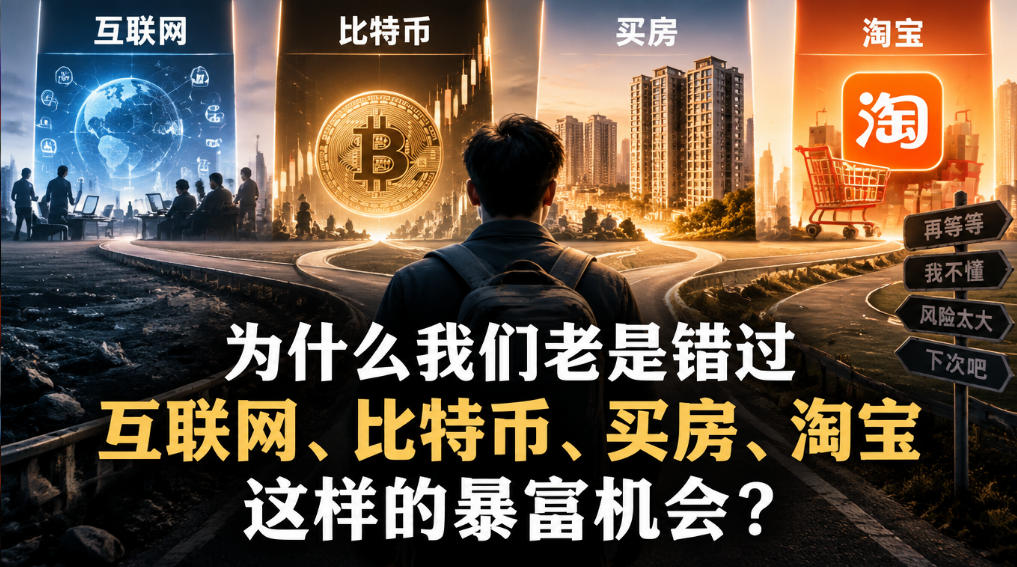 某社群付费文章：为什么我们老是错过互联网、比特币、买房、淘宝这样的暴富机会？-知行阁轻创网-分享网络赚钱项目-全网首发副业项目实操平台-副业创业项目网