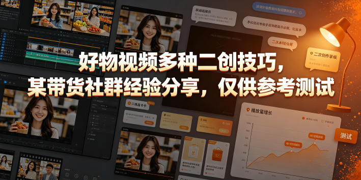 好物视频多种二创技巧，某带货社群经验分享，仅供参考测试-知行阁轻创网-分享网络赚钱项目-全网首发副业项目实操平台-副业创业项目网