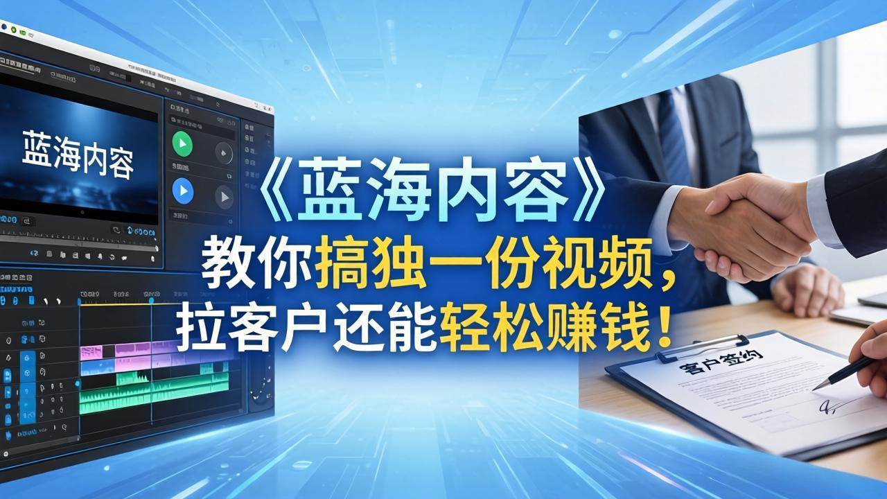（18301期）做视频卷不动了？《蓝海内容》教你搞独一份视频，拉客户还能轻松赚钱！-知行阁轻创网-分享网络赚钱项目-全网首发副业项目实操平台-副业创业项目网