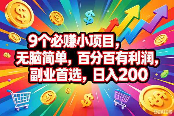 （18623期）9个必赚钱的小项目，百分百会赚米，无脑简单，副业首选，日入200+-知行阁轻创网-分享网络赚钱项目-全网首发副业项目实操平台-副业创业项目网