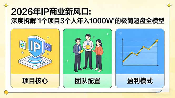 2026年IP商业新风口：深度拆解“1个项目3个人年入1000W”的极简超盘全模型-知行阁轻创网-分享网络赚钱项目-全网首发副业项目实操平台-副业创业项目网