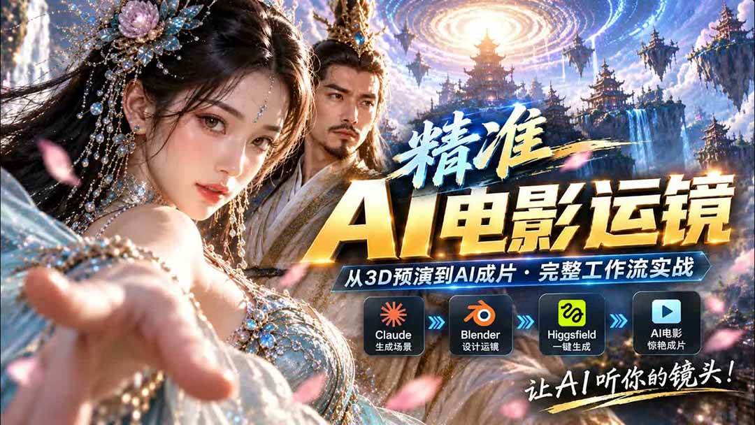 （20503期）AI视频终于能精准运镜了！Claude + Blender + Higgsfield 免费插件实测-知行阁轻创网-分享网络赚钱项目-全网首发副业项目实操平台-副业创业项目网