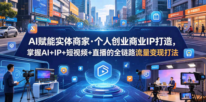 AI赋能实体商家·个人创业商业IP打造，掌握AI+IP+短视频+直播的全链路流量变现打法-知行阁轻创网-分享网络赚钱项目-全网首发副业项目实操平台-副业创业项目网