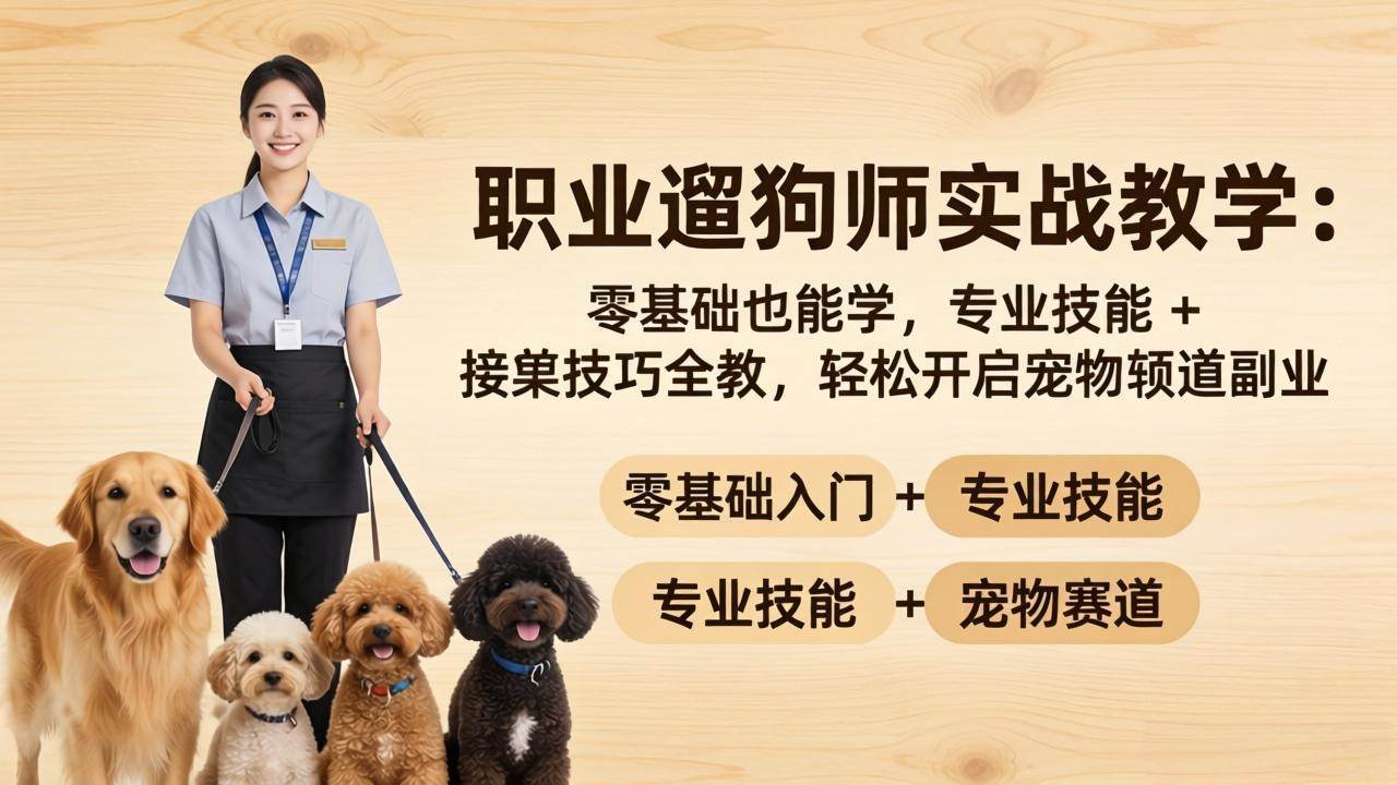 （18115期）职业遛狗师实战教学：零基础也能学，专业技能 + 接单技巧全教，轻松开启宠物赛道副业-知行阁轻创网-分享网络赚钱项目-全网首发副业项目实操平台-副业创业项目网