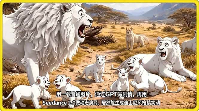 （18137期）用一张普通图片，通过GPT写剧情，再用Seedance 2.0做动态演绎，居然能生成迪士尼风格搞笑动画-知行阁轻创网-分享网络赚钱项目-全网首发副业项目实操平台-副业创业项目网
