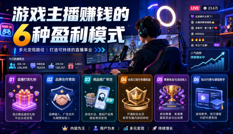 付费文章：游戏主播賺钱的6种盈利模式 - 知行阁轻创网-分享网络赚钱项目-全网首发副业项目实操平台-副业创业项目网-知行阁轻创网-分享网络赚钱项目-全网首发副业项目实操平台-副业创业项目网