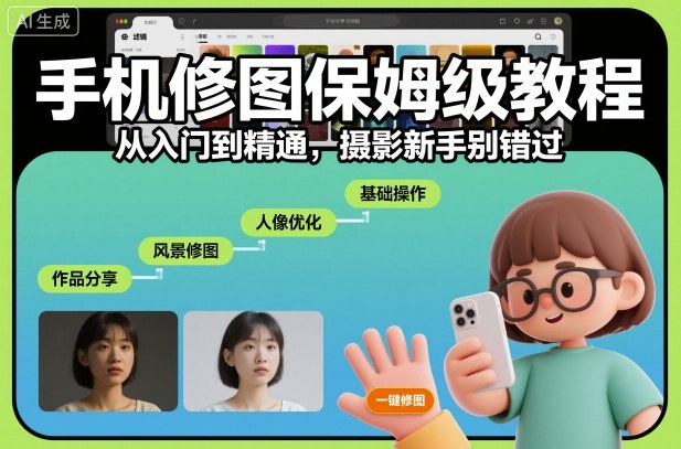 手机修图保姆级教程,从入门到精通,摄影新手别错过-知行阁轻创网-分享网络赚钱项目-全网首发副业项目实操平台-副业创业项目网