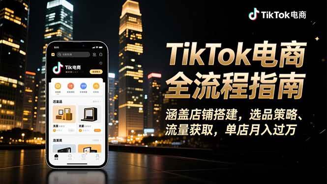 （16524期）TikTok电商全流程指南，涵盖店铺搭建、选品策略、流量获取，单店月入过万-知行阁轻创网-分享网络赚钱项目-全网首发副业项目实操平台-副业创业项目网