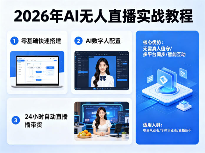 2026年AI无人直播实战教程，零基础也能快速搭建AI数字人无人直播间，实现24小时自动直播带货-知行阁轻创网-分享网络赚钱项目-全网首发副业项目实操平台-副业创业项目网