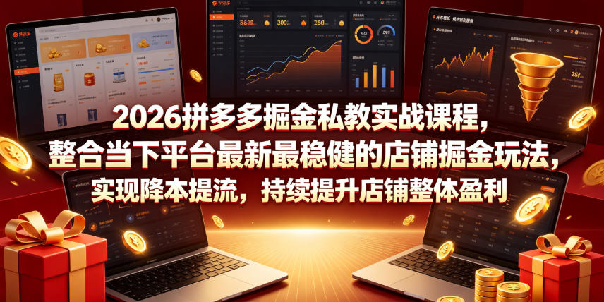 2026拼多多掘金私教实战课程，整合当下平台最新最稳健的店铺掘金玩法，实现降本提流，持续提升店铺整体盈利-知行阁轻创网-分享网络赚钱项目-全网首发副业项目实操平台-副业创业项目网