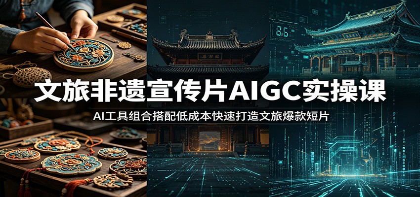 文旅非遗宣传片AIGC实操课：AI工具组合搭配低成本快速打造文旅爆款短片-知行阁轻创网-分享网络赚钱项目-全网首发副业项目实操平台-副业创业项目网
