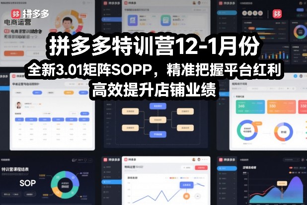 拼多多特训营12-1月份，全新3.01矩阵Sop，精准把握平台红利，高效提升店铺业绩-知行阁轻创网-分享网络赚钱项目-全网首发副业项目实操平台-副业创业项目网