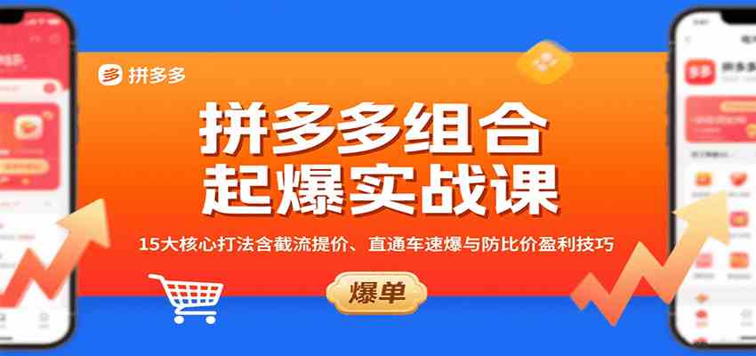 拼多多组合起爆实战课：15大核心打法含截流提价、直通车速爆与防比价盈利技巧-知行阁轻创网-分享网络赚钱项目-全网首发副业项目实操平台-副业创业项目网