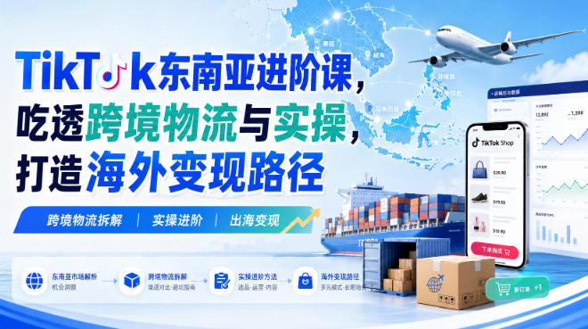 TikTok东南亚进阶课，吃透跨境物流与实操，打造海外变现路径-知行阁轻创网-分享网络赚钱项目-全网首发副业项目实操平台-副业创业项目网