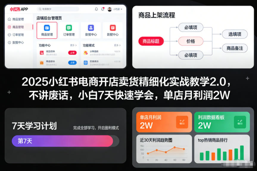 2025小红书电商开店卖货精细化实战教学2.0，不讲废话，小白7天快速学会，单店月利润2W-知行阁轻创网-分享网络赚钱项目-全网首发副业项目实操平台-副业创业项目网
