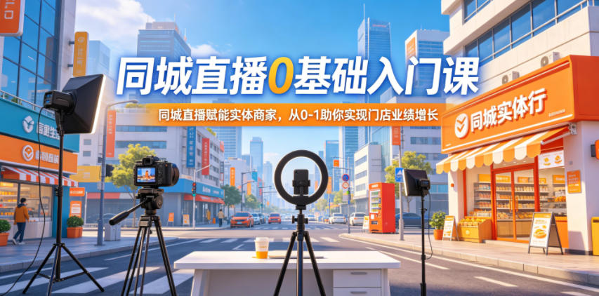 同城直播0基础入门课，同城直播赋能实体商家，从0-1助你实现门店业绩增长-知行阁轻创网-分享网络赚钱项目-全网首发副业项目实操平台-副业创业项目网