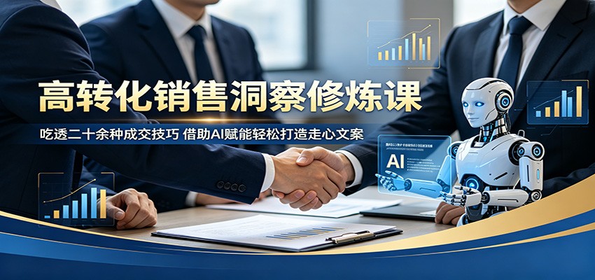 高转化销售洞察修炼课：吃透二十余种成交技巧，借助AI赋能轻松打造走心文案-知行阁轻创网-分享网络赚钱项目-全网首发副业项目实操平台-副业创业项目网