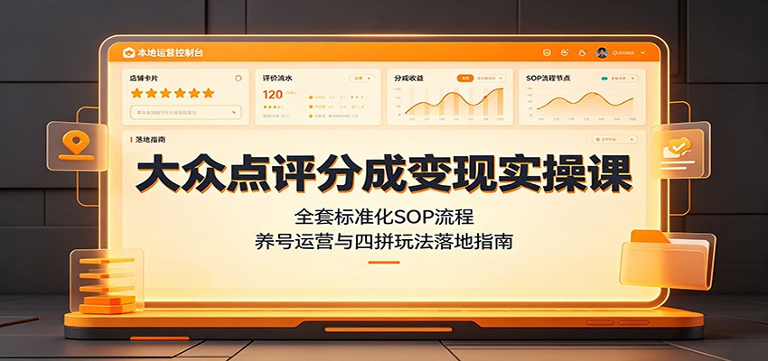 大众点评分成变现实操课:全套标准化SOP流程,养号运营与四拼玩法落地指南-知行阁轻创网-分享网络赚钱项目-全网首发副业项目实操平台-副业创业项目网