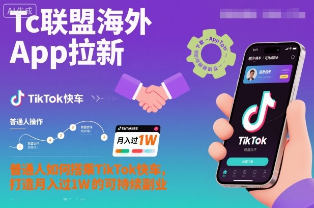 Tc联盟海外App拉新：普通人如何搭乘TikTok快车，打造月入过1W的可持续副业-知行阁轻创网-分享网络赚钱项目-全网首发副业项目实操平台-副业创业项目网