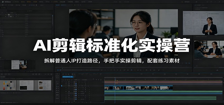 AI剪辑标准化实操营：拆解普通人IP打造路径，手把手实操剪辑，配套练习素材-知行阁轻创网-分享网络赚钱项目-全网首发副业项目实操平台-副业创业项目网