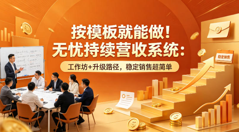 按模板就能做！无忧持续营收系统：工作坊+升级路径，稳定销售超简单【原创双语字幕】-知行阁轻创网-分享网络赚钱项目-全网首发副业项目实操平台-副业创业项目网