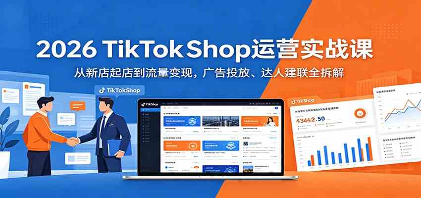2026 TikTokShop运营实战课：从新店起店到流量变现，广告投放、达人建联全拆解-知行阁轻创网-分享网络赚钱项目-全网首发副业项目实操平台-副业创业项目网