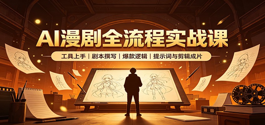 AI漫剧全流程实战课：工具上手、剧本撰写、爆款逻辑、提示词与剪辑成片-知行阁轻创网-分享网络赚钱项目-全网首发副业项目实操平台-副业创业项目网