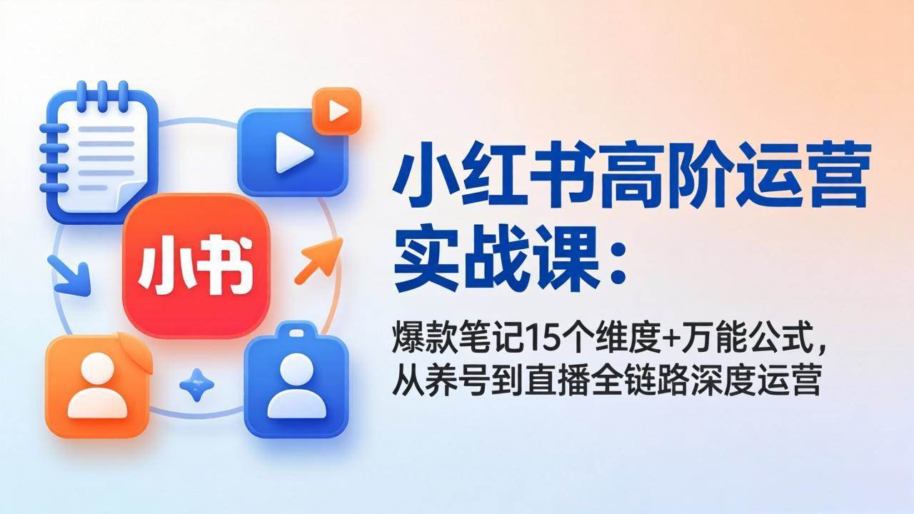 （17844期）小红书高阶运营实战课：爆款笔记15个维度+万能公式，从养号到直播全链路深度运营-知行阁轻创网-分享网络赚钱项目-全网首发副业项目实操平台-副业创业项目网