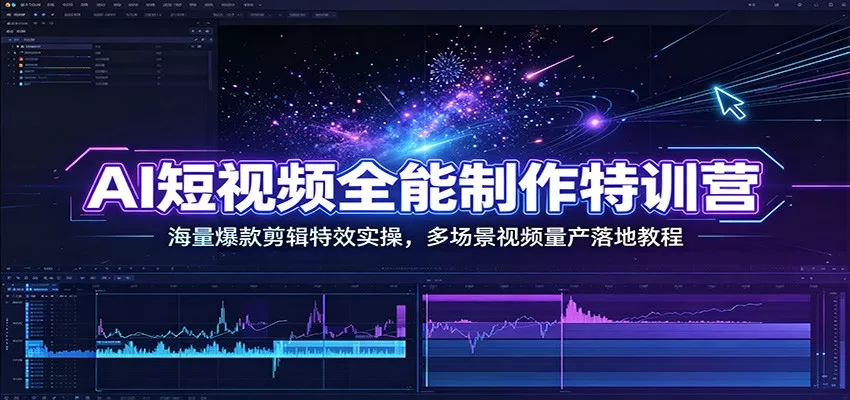 AI短视频全能制作特训营：海量爆款剪辑特效实操，多场景视频量产落地教程-知行阁轻创网-分享网络赚钱项目-全网首发副业项目实操平台-副业创业项目网