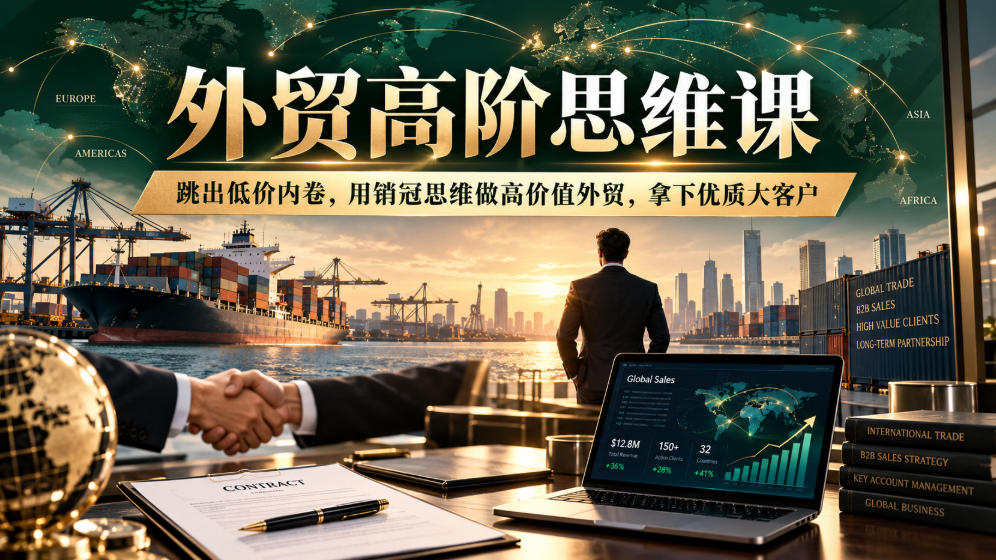 外贸高阶思维课，跳出低价内卷，用销冠思维做高价值外贸，拿下优质大客户-知行阁轻创网-分享网络赚钱项目-全网首发副业项目实操平台-副业创业项目网