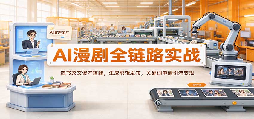 AI漫剧全链路实战：选书改文资产搭建，生成剪辑发布，关键词申请引流变现-知行阁轻创网-分享网络赚钱项目-全网首发副业项目实操平台-副业创业项目网