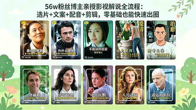 （18579期）56万粉丝博主亲授影视解说全流程：选片+文案+配音+剪辑，零基础也能快速出圈-知行阁轻创网-分享网络赚钱项目-全网首发副业项目实操平台-副业创业项目网