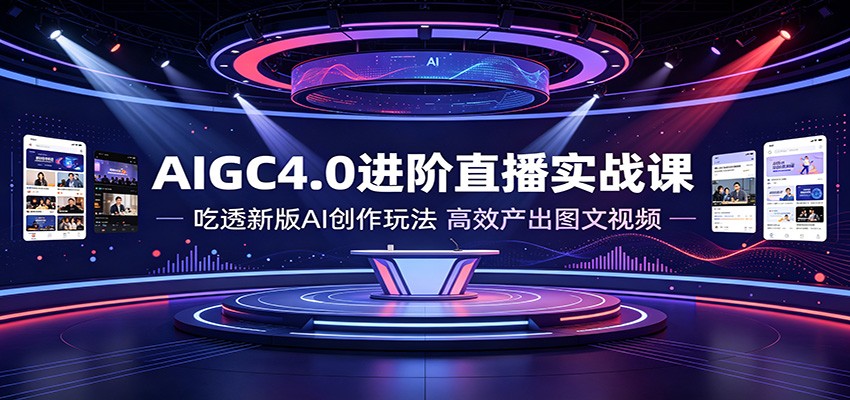AIGC4.0进阶直播实战课:吃透新版AI创作玩法,高效产出图文视频-知行阁轻创网-分享网络赚钱项目-全网首发副业项目实操平台-副业创业项目网